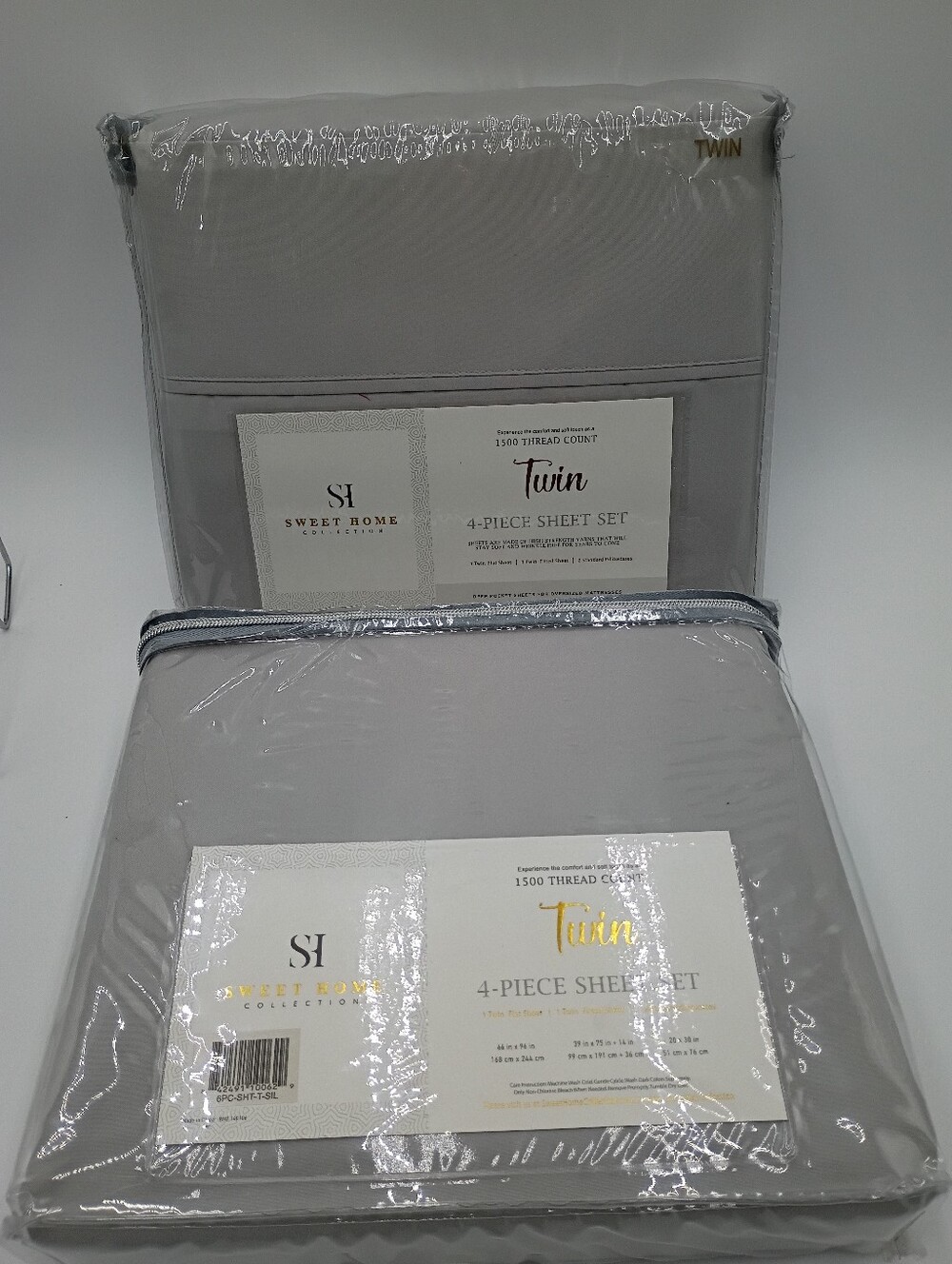 Sweet Home 1500 thread count 4pc sheet set. Lot of 2. Silver or Camel.